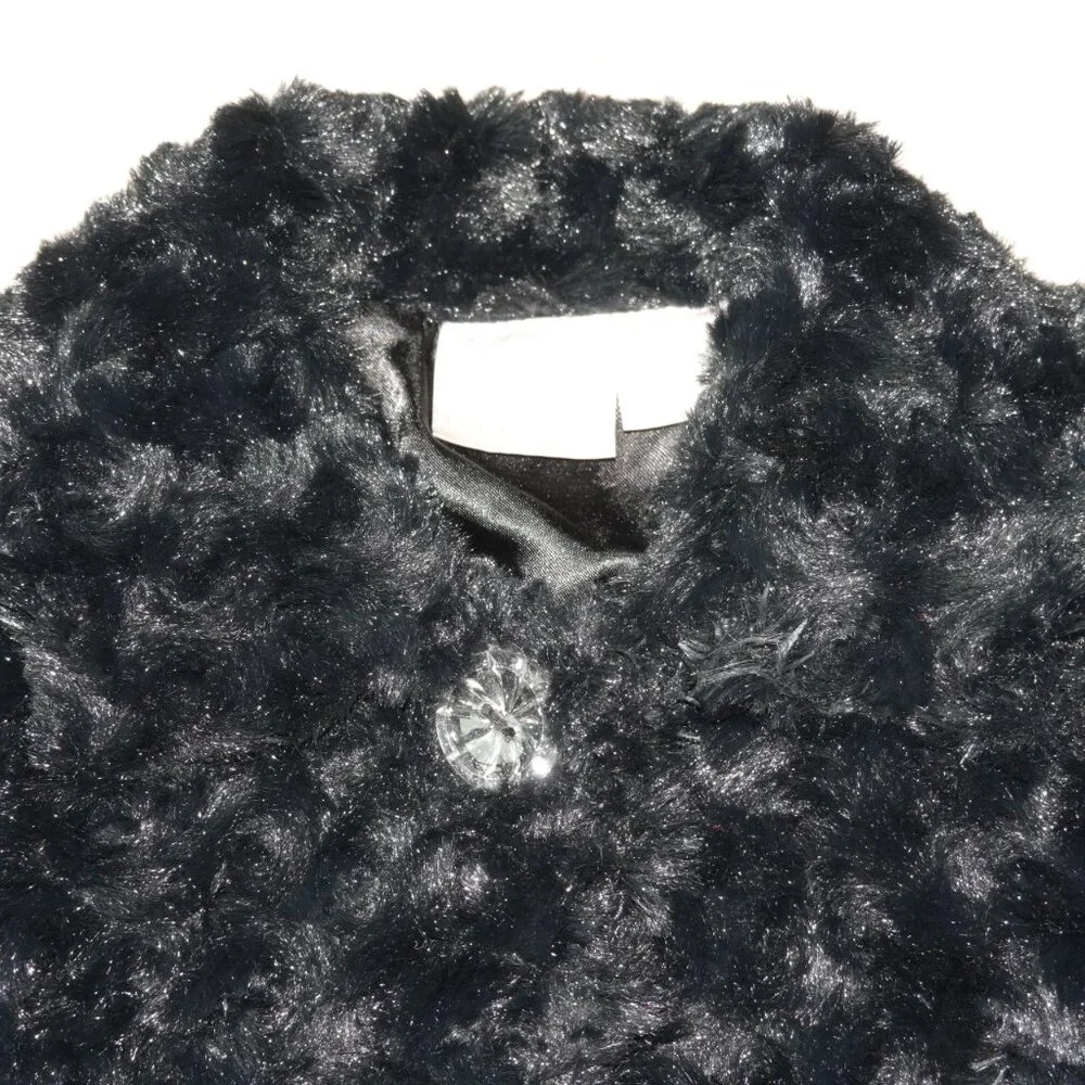 Girls Size 18 Months Koala Kids Black Faux Fur Soft Warm Shrug Jacket